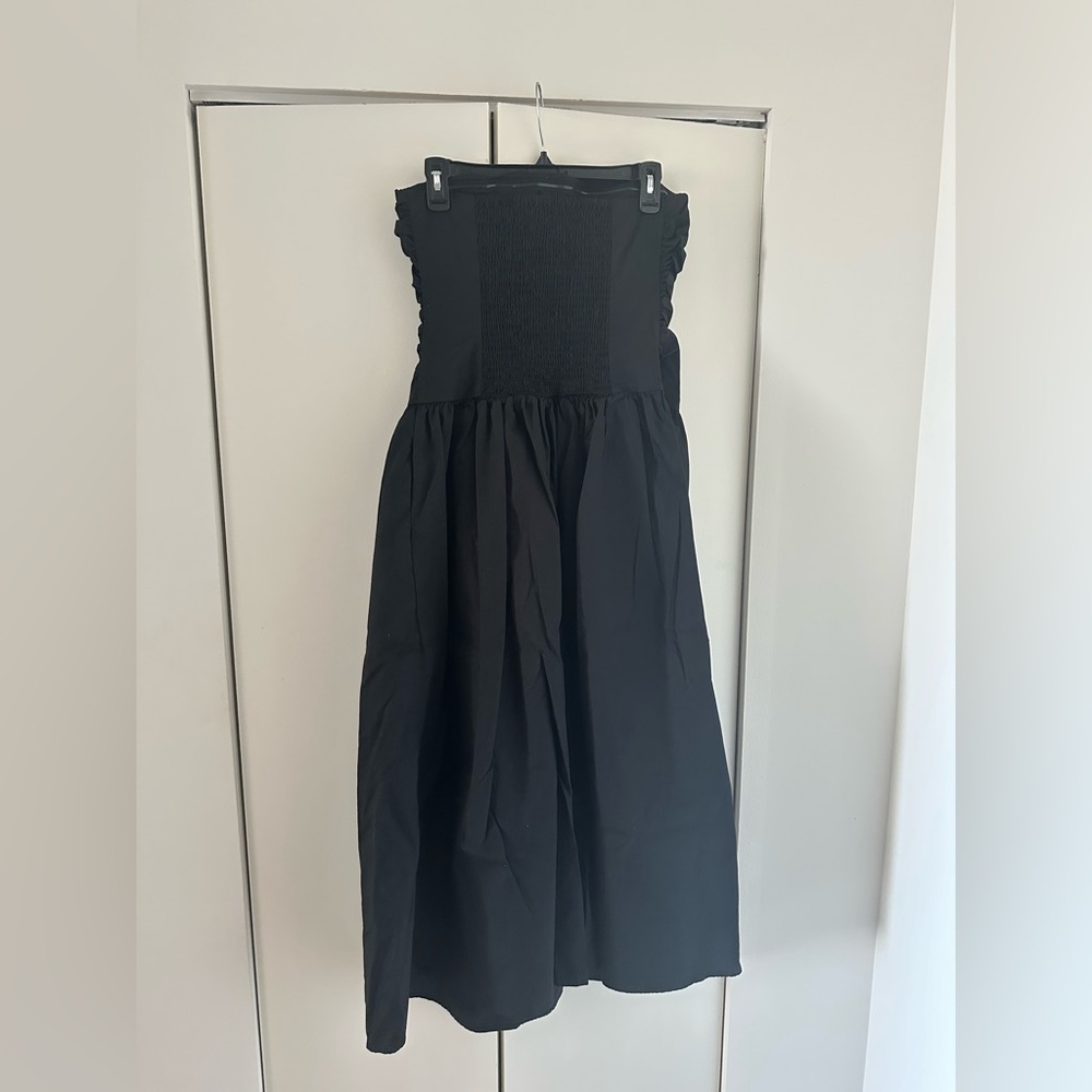 EUC Large Strapless Black Midi Dress - Picture 2 of 7